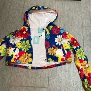 Adorable jacket zip up and ties NEVER WORN w/tags and lining